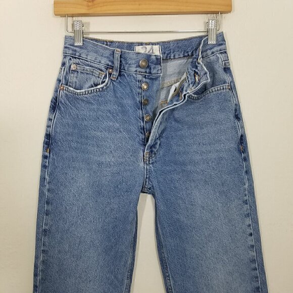 We The Free People Button Fly Jeans Blue Size 24 - Picture 3 of 7